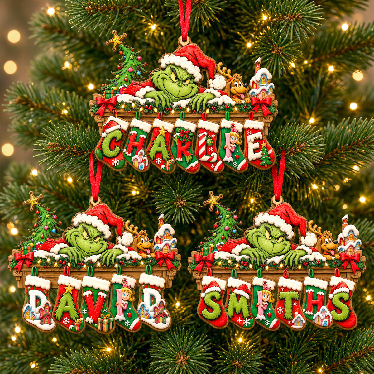 "Make This Christmas Special!" - Personalized Name Art Alphabet Stocking Ornament - Custom Gift for Family, Friends, and Loved Ones