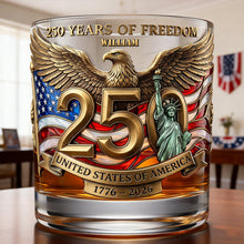 Load image into Gallery viewer, Celebrate 250 Years of Freedom - Customizable 11oz Round Glass Gift for Patriotic Spirits Glass PopCulturePrints
