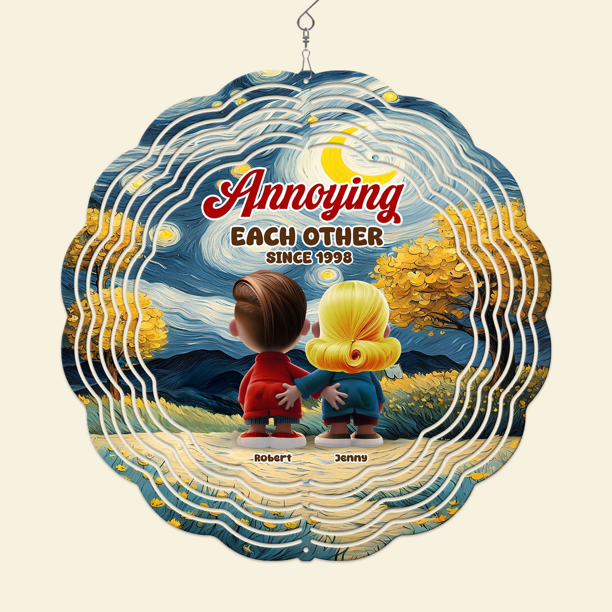 Personalized Couple's Wind Spinner - 'Annoying Each Other Since 1998' Ornament PopCulturePrints
