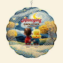 Load image into Gallery viewer, Personalized Couple&#39;s Wind Spinner - &#39;Annoying Each Other Since 1998&#39; Ornament PopCulturePrints
