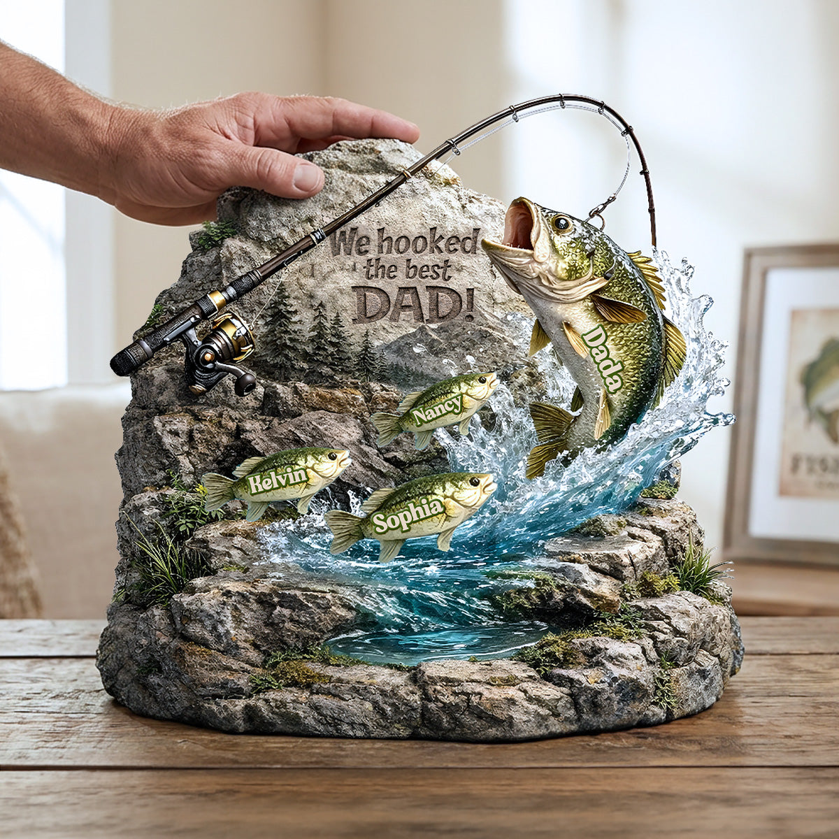 We Hooked The Best Daddy - Personalized Acrylic Plaque for the Best Dad Shaped Plaques PopCulturePrints