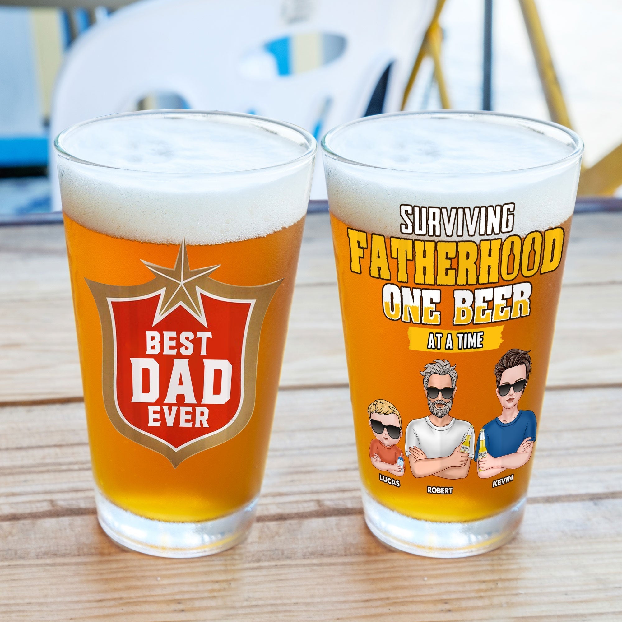 Personalized Cool Dad Beer Glass Beer Glasses PopCulturePrints