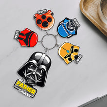 Load image into Gallery viewer, Custom Dad Keychain with Space Themed Charms Keychains PopCulturePrints
