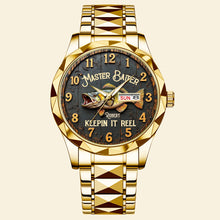 Load image into Gallery viewer, Hooked on Fishing - Personalized Men's Watch for Fishing Lovers Men's Watch PopCulturePrints
