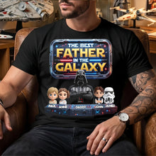 Load image into Gallery viewer, The Best Father in the Galaxy - Personalized Future Warrior Dad Shirt | Unique Gift for Dads and Grandpas Shirts PopCulturePrints
