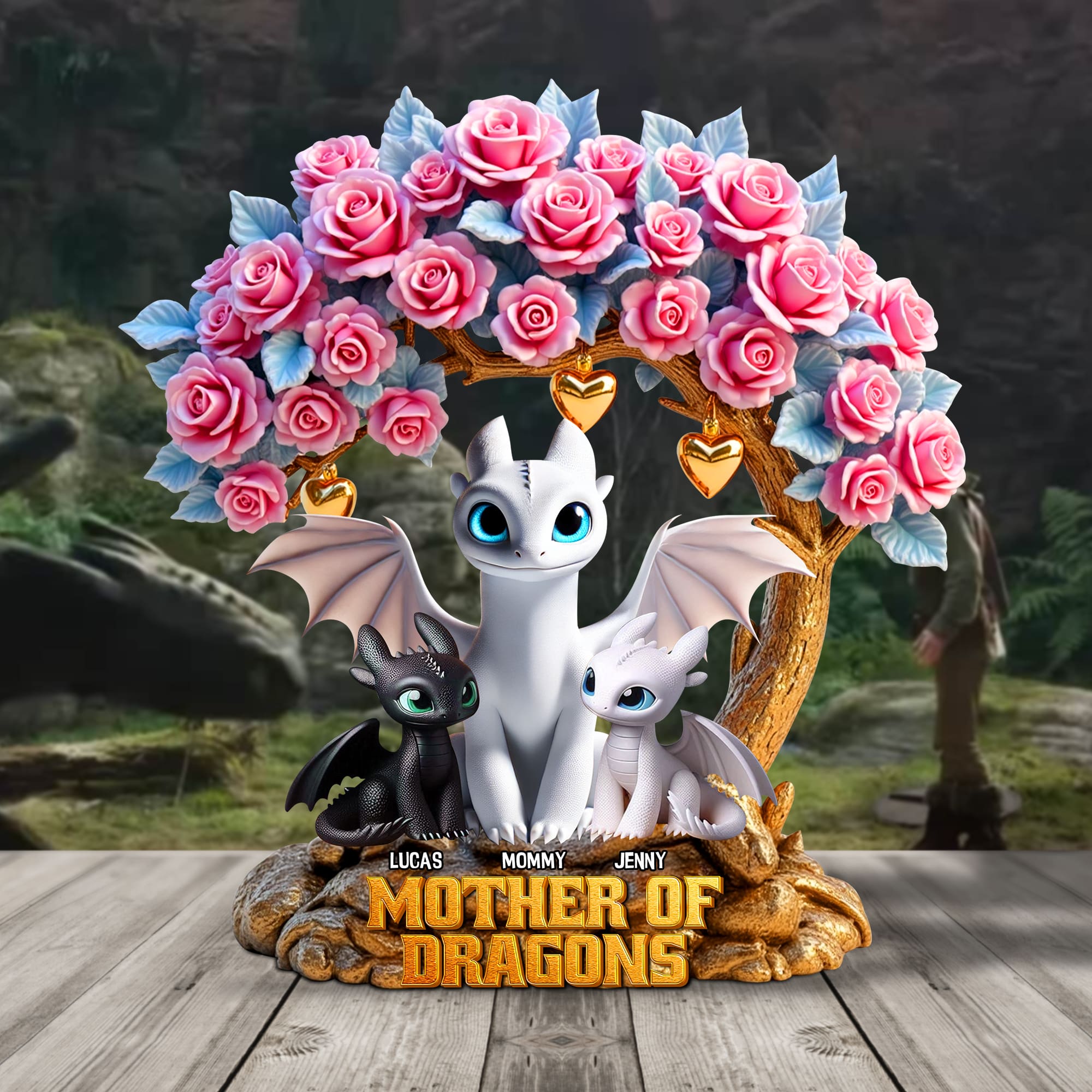 "A Gift Fit for a Dragon Queen" - Cartoon Dragon Plaque, Personalized for Mom, Grandma or Any Loved One Shaped Plaques PopCulturePrints