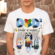 Load image into Gallery viewer, Dad 2: Manager of Mischief Personalized T-Shirt
