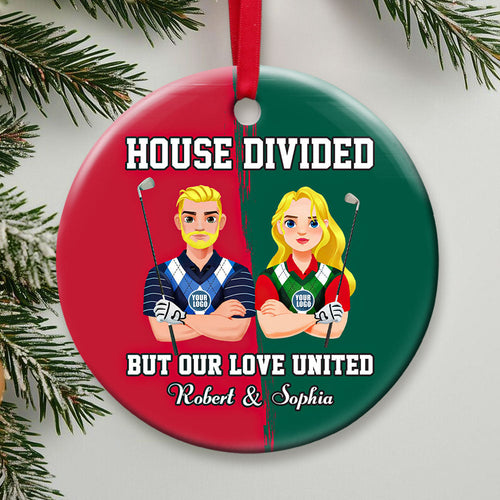 Custom Golf Lovers Couples Valentine's Day Gifts - House Divided, Love United Ornament PopCulturePrints