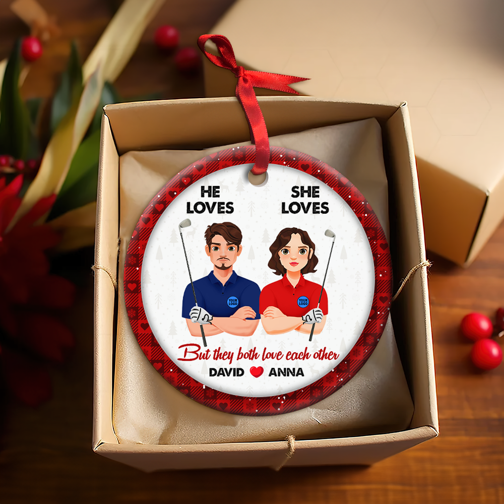 Personalized Golf Couple Ornament - Perfect Valentine's Day Gifts and Christmas Gift Ornament PopCulturePrints
