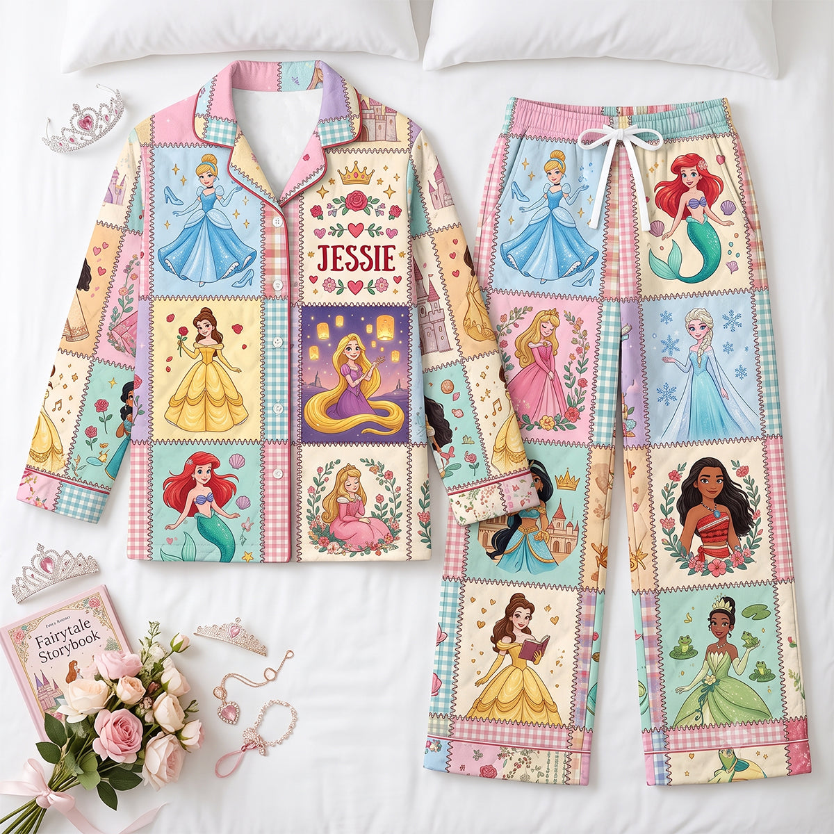 Dreamy Childhood Princess Button Up Pajama Set - Personalized Gift for Kids