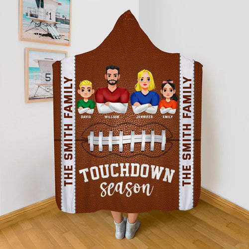 Personalized Football Family Hooded Blanket - Touchdown Season Blanket PopCulturePrints