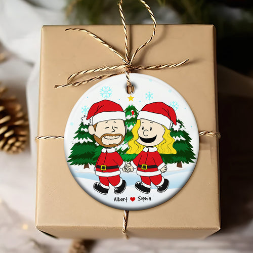 Celebrate Love this Christmas – Personalized Couple Ceramic Ornament Ornament PopCulturePrints