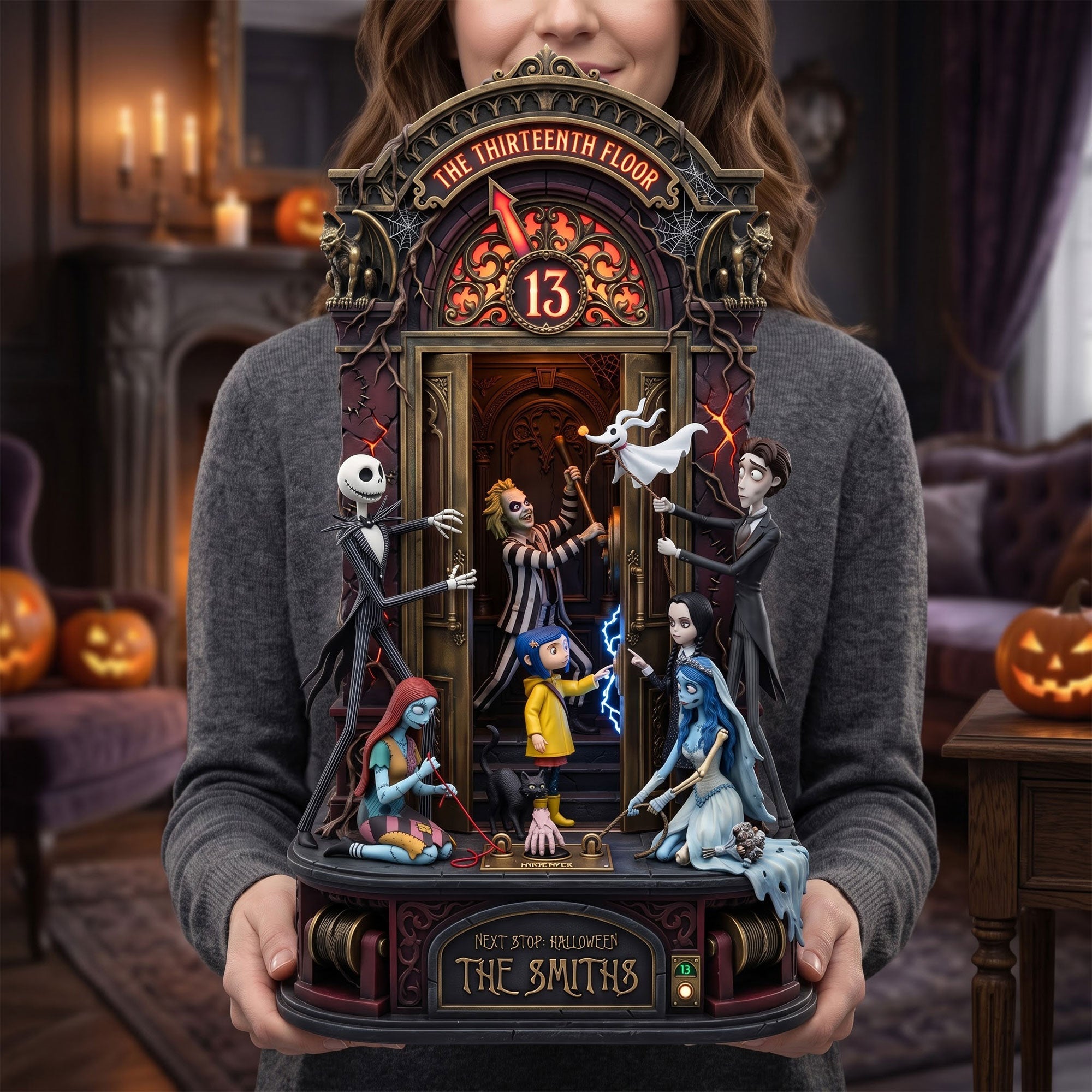 "Unleash the Spook!" - 13th Floor Nightmare Acrylic Plaque - Personalized Halloween Gifts for Family Shaped Plaques PopCulturePrints