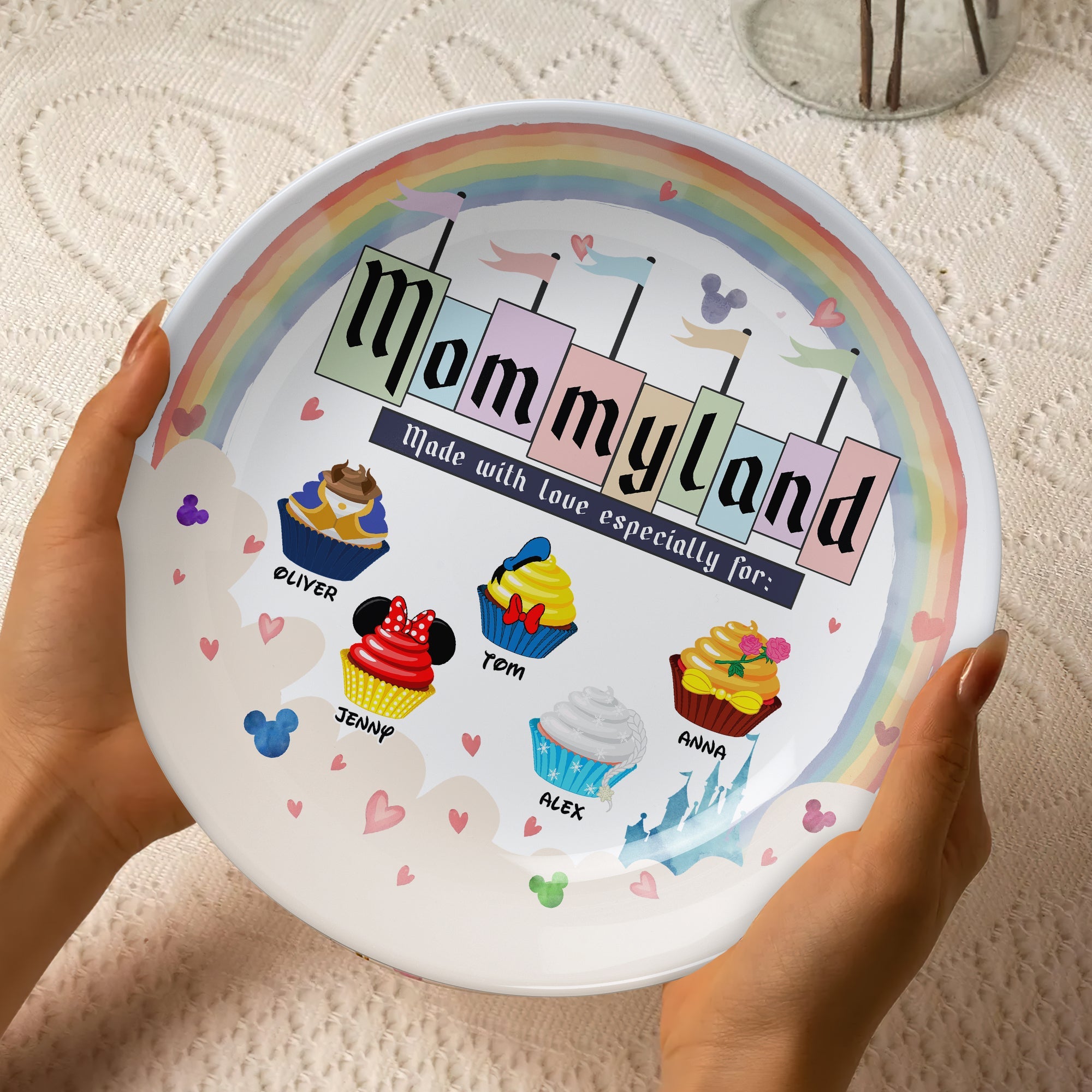 "Made with love especially for Mom!" - Personalized Ceramic Plate - Gift for Mom, Grandma & Loved Ones Ceramic Round Plate PopCulturePrints