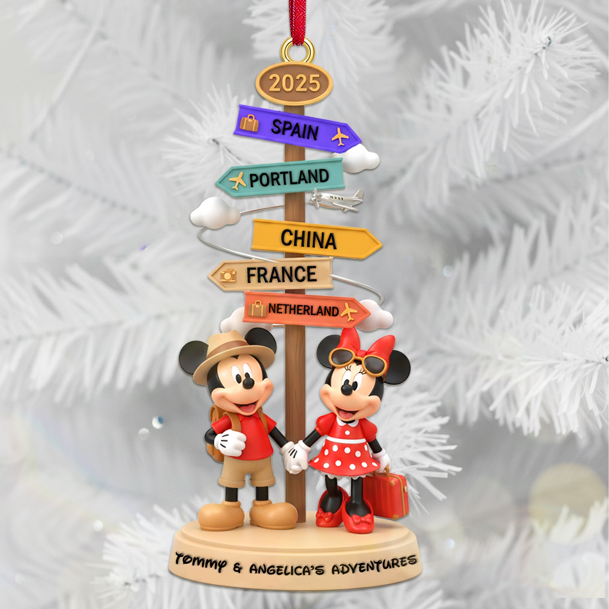 “Adventure Awaits Together” – Personalized Traveling Couple Christmas Ornament Ornament PopCulturePrints