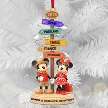 Load image into Gallery viewer, “Adventure Awaits Together” – Personalized Traveling Couple Christmas Ornament Ornament PopCulturePrints
