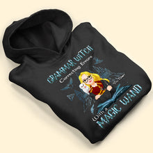 Load image into Gallery viewer, Personalized Grammar Witch Teacher Sweatshirt - Magical Gift for Educators
