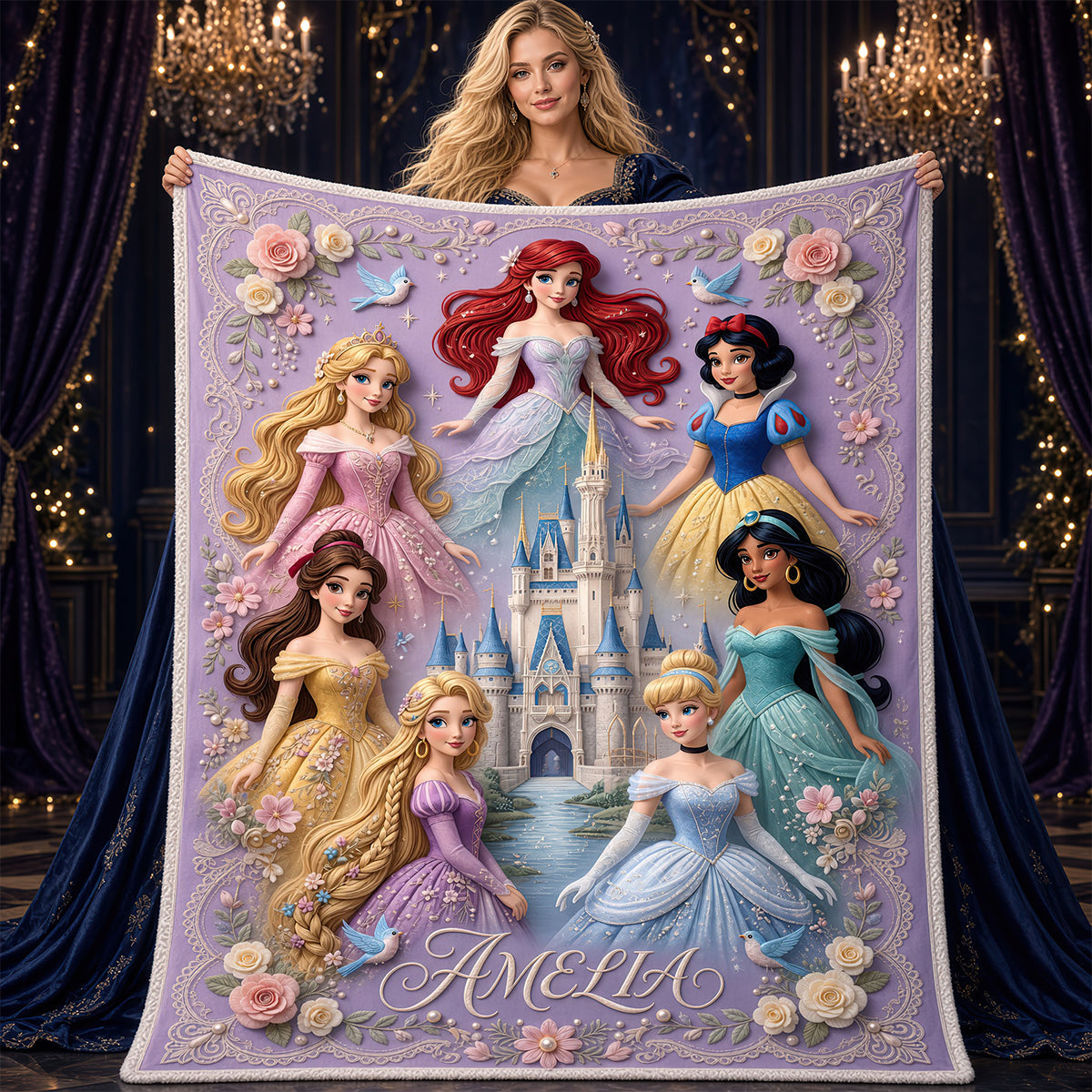 "Every Little Princess's Dream Come True" - Lovely Fairy Tale Princesses Blanket - Personalized Gift for Kids Blanket PopCulturePrints
