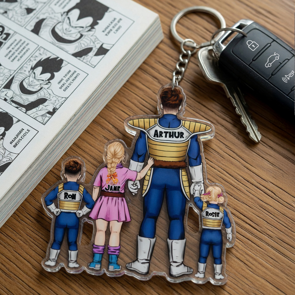 “A Legacy of Love” - Personalized Legend Warrior Dad And Kids Keychain - Perfect Gift for Dad, Grandpa, and Special Occasions Keychains PopCulturePrints