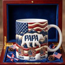 Load image into Gallery viewer, “Celebrate Your Patriotic Spirit!” - Personalized Patriotic Papa Bear Coffee Mug - Perfect Gift for Dads and Grandpas Coffee Mug PopCulturePrints
