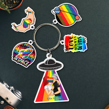 Load image into Gallery viewer, Custom Rainbow Pride Keychain for Couples Keychains PopCulturePrints
