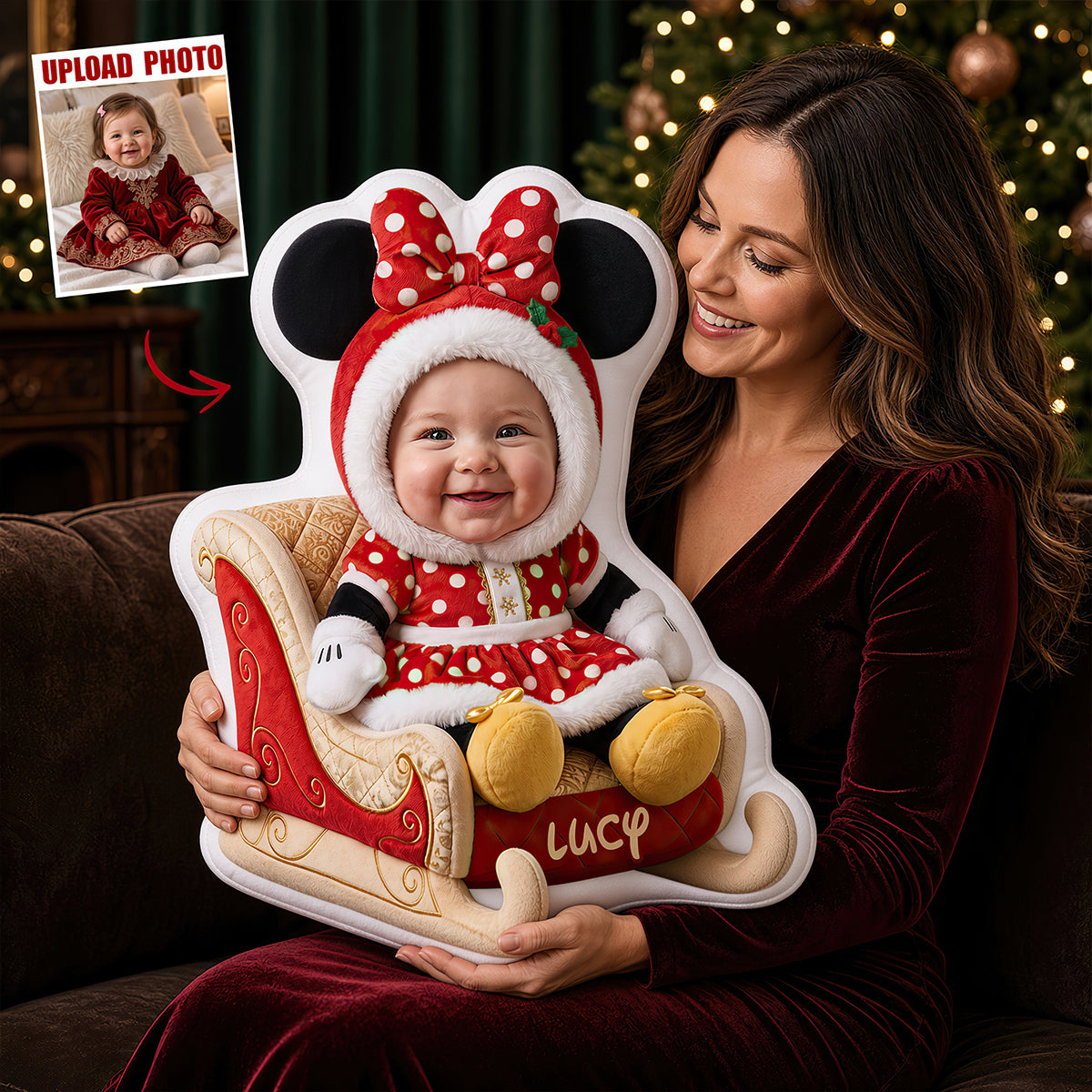 Christmas Baby Sleigh Pillow - Custom Photo Gifts For Kids 02pgdt101026 Pillow PopCulturePrints