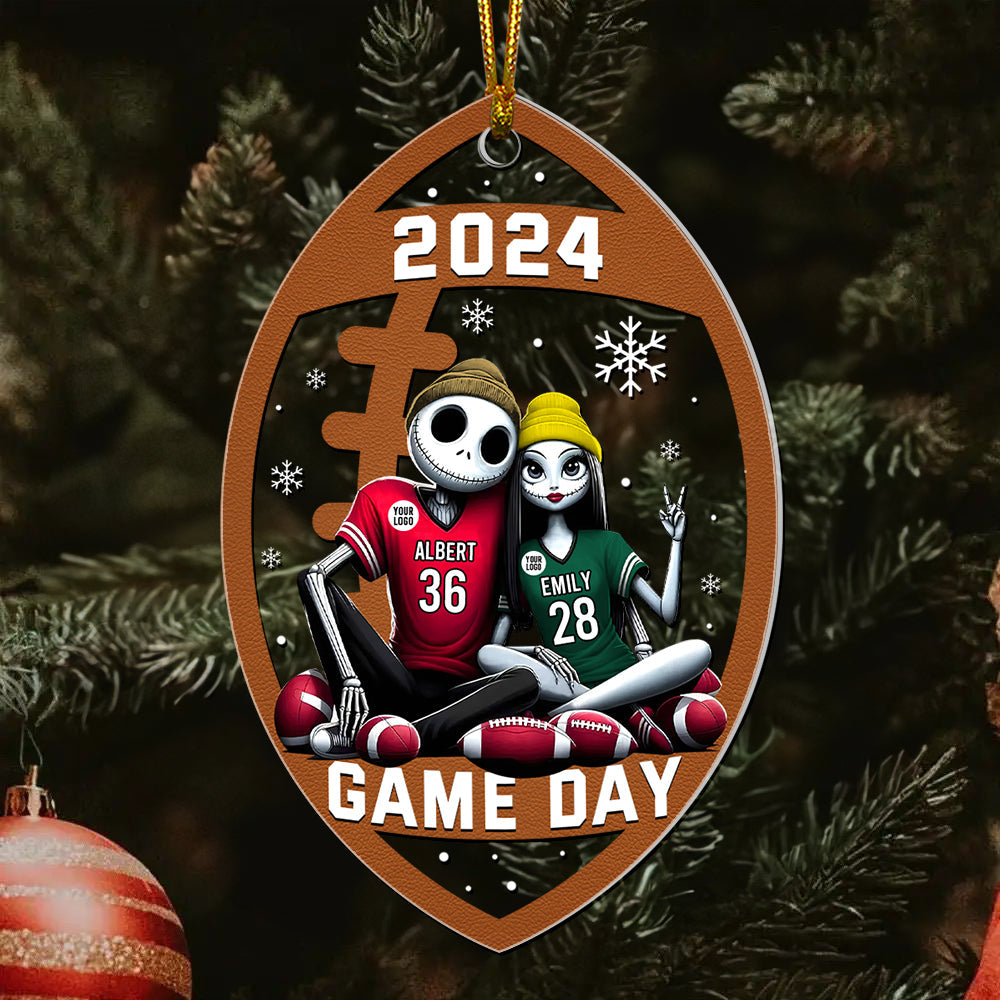 Custom Football Ornament for Couples - Personalized 2024 Valentine’s Day Gifts Ornament PopCulturePrints