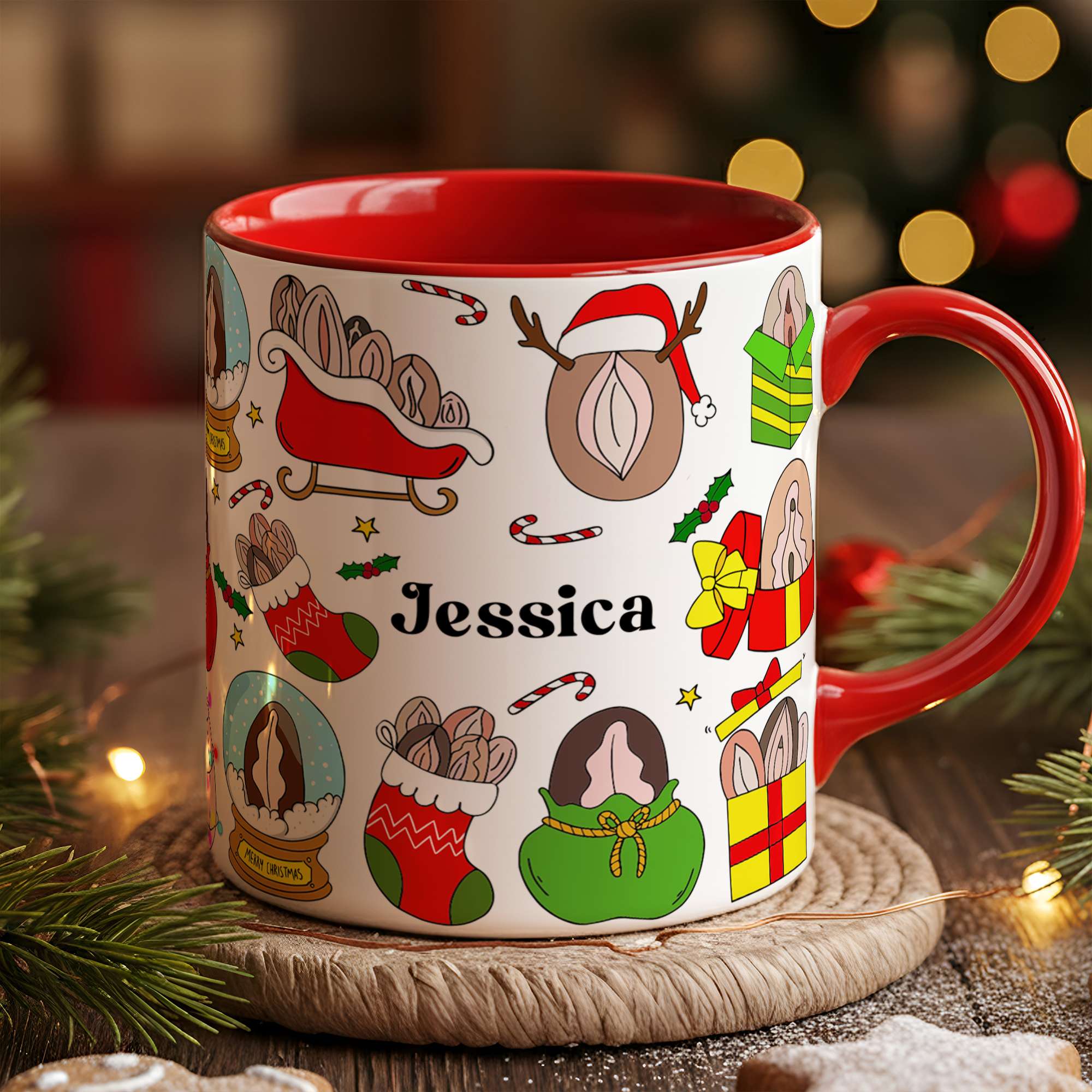 Merry Mischief: Add Joy to Every Sip - Personalized Accent Mug for Her Coffee Mug PopCulturePrints