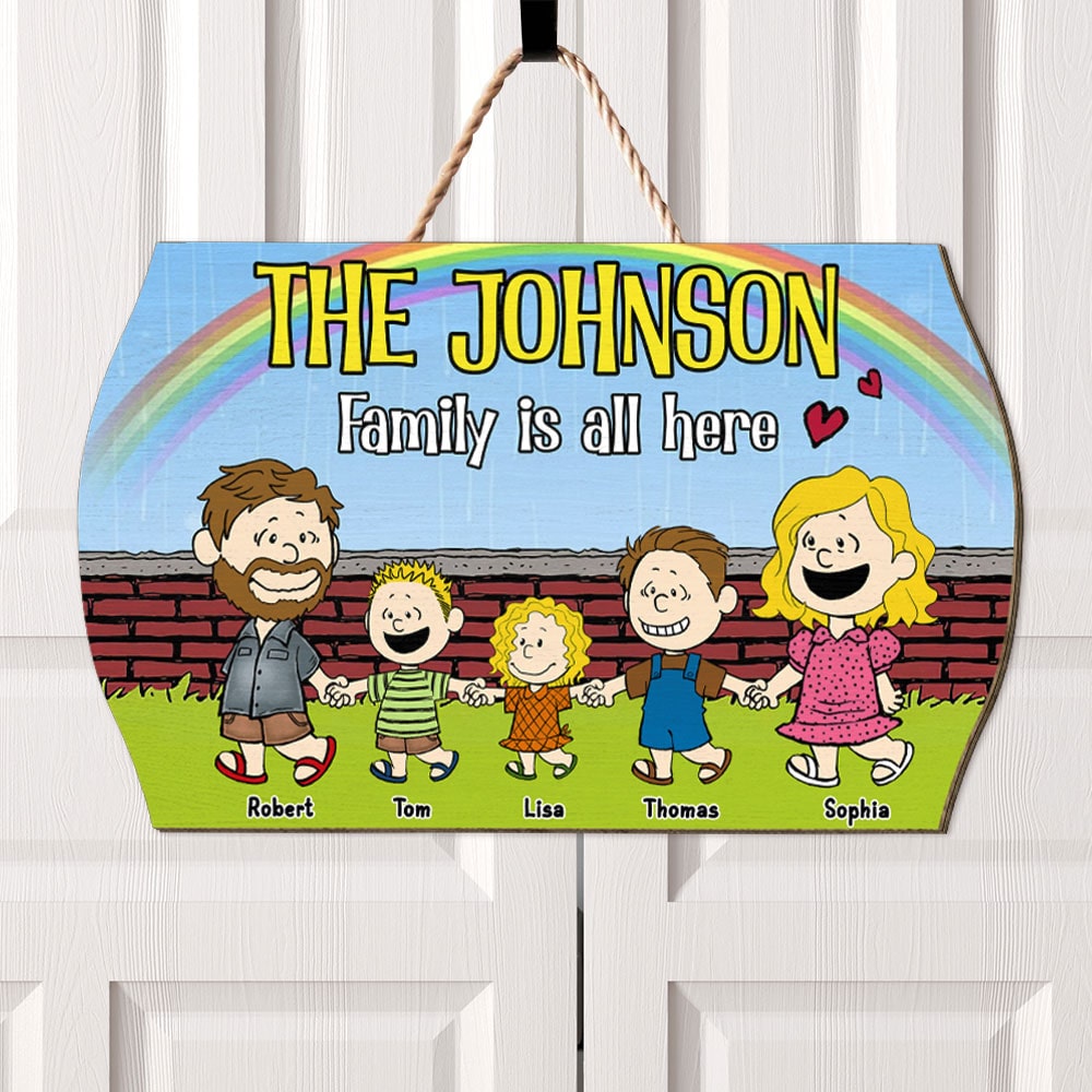 Personalized Family Wood Sign - Hand In Hand Design