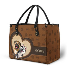 Load image into Gallery viewer, &quot;Paws &amp; Love&quot; - Personalized Leather Bag for Dog Moms Leather Bag PopCulturePrints
