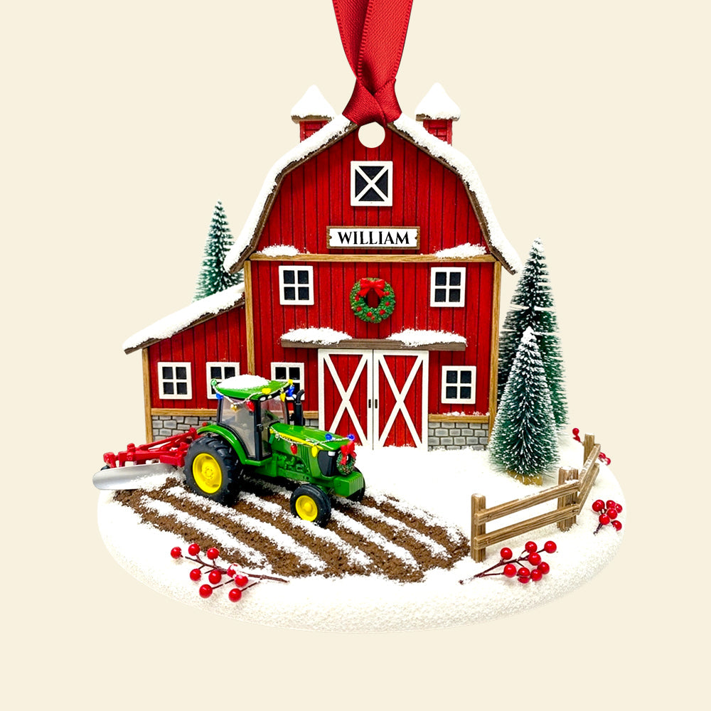 “For the Love of Tractors!” - Personalized Tractor House Ornament - Unique Gift for Tractor Enthusiasts Ornament PopCulturePrints