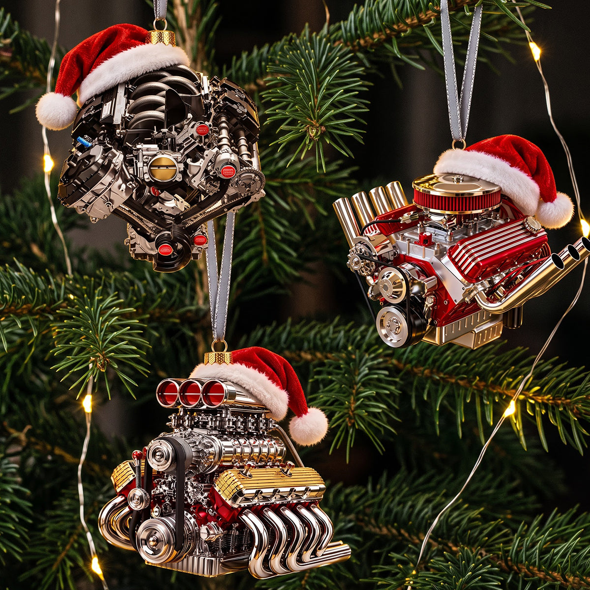 Rev Up the Holidays! Personalized Drag Racing V8 Engine Ornament - Perfect Gift for Racing Fans Ornament PopCulturePrints