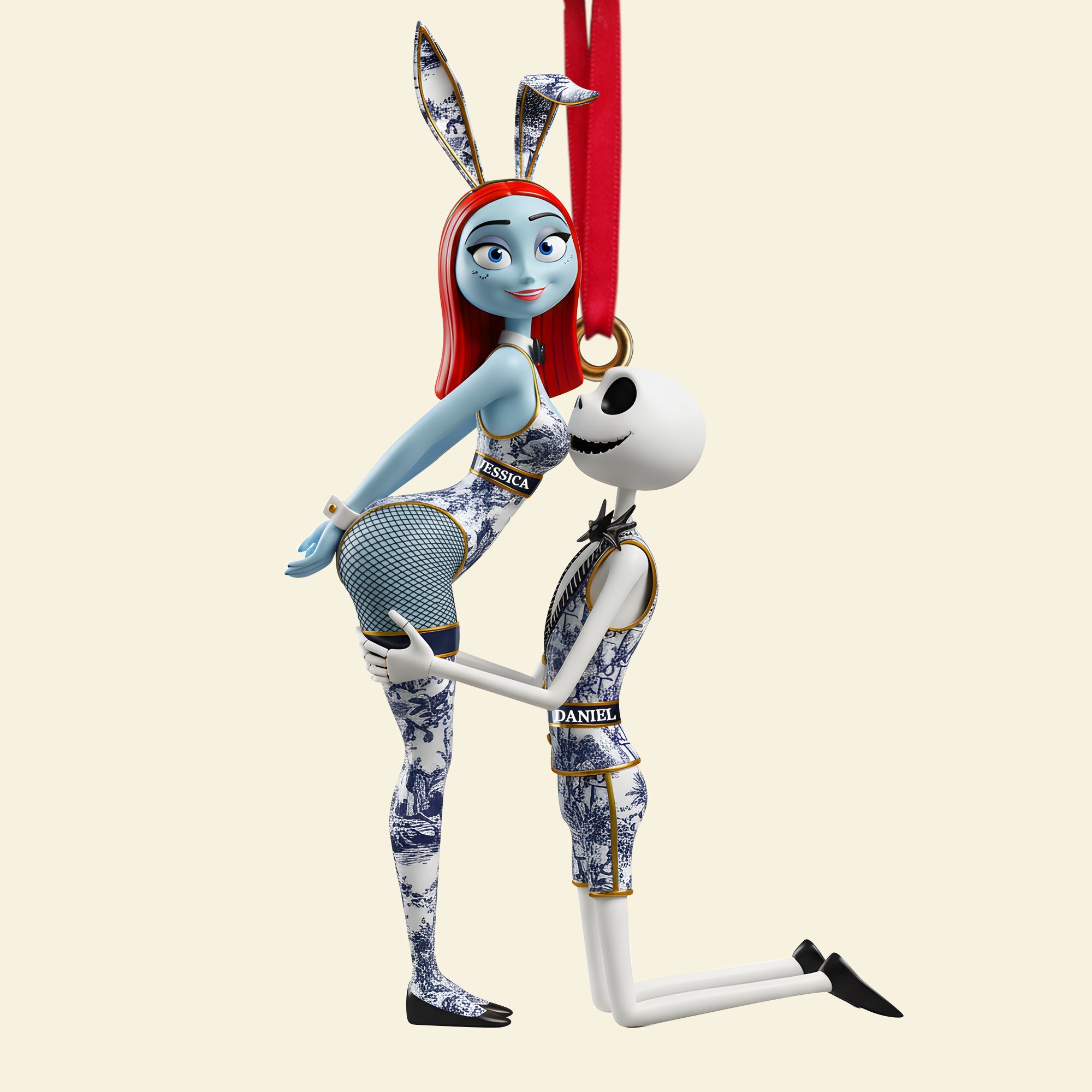 Celebrate Love with Laughter - Personalized Playful Couple Christmas Ornament Ornament PopCulturePrints