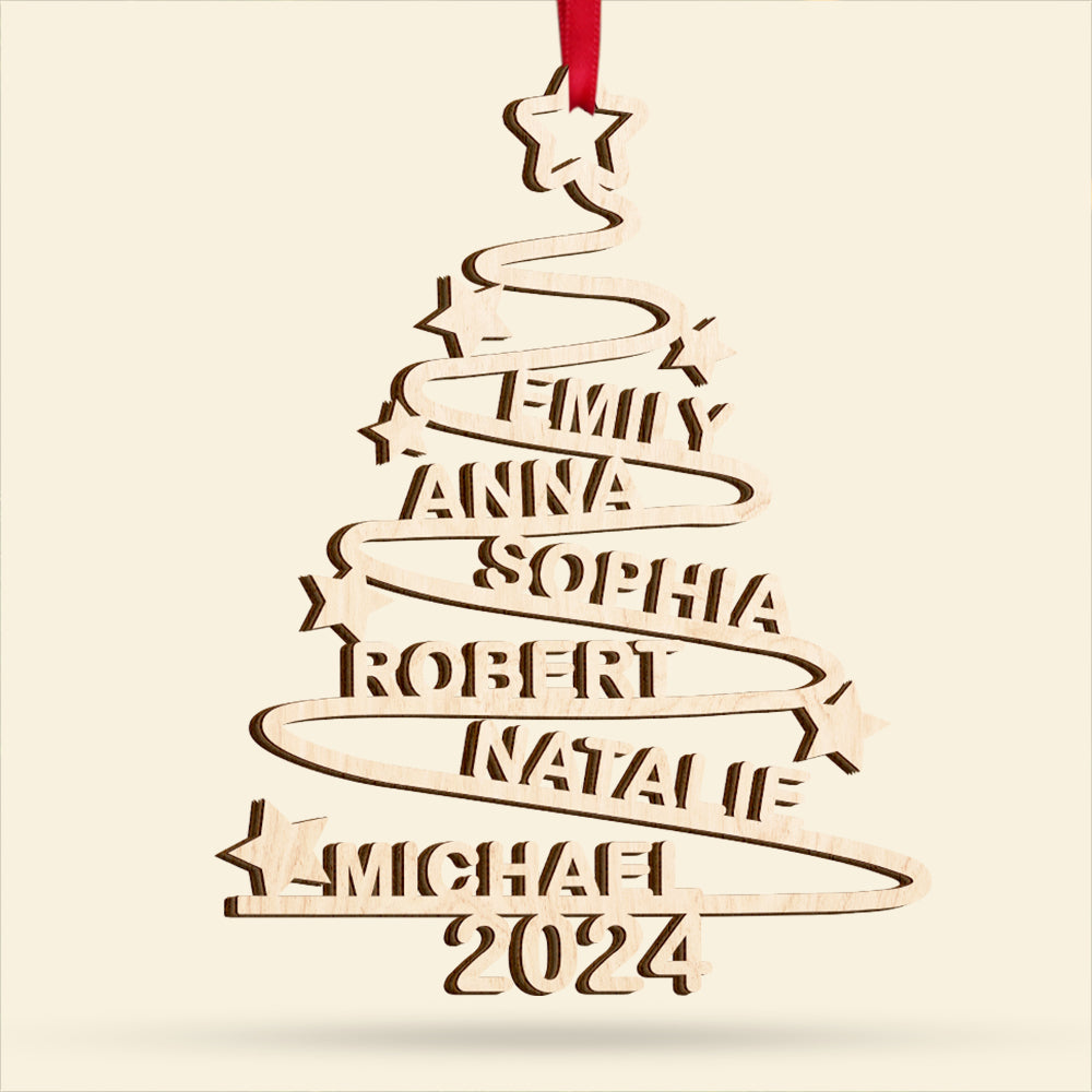 Personalized Family Christmas Tree Ornament - Custom Names 2024 Ornament PopCulturePrints