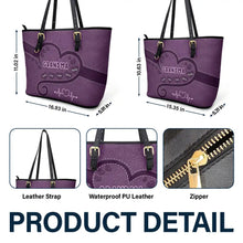 Load image into Gallery viewer, Grandma&#39;s Heart - Personalized Leather Tote Bag for Family Love Leather Tote Bag PopCulturePrints
