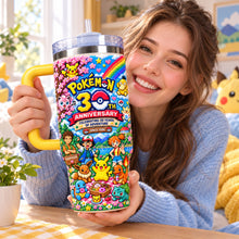 Load image into Gallery viewer, Celebrate 30 Years of Adventure with Personalized Pokémon Tumbler - Perfect Gift for Game Lovers!
