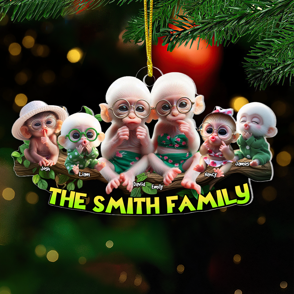 Charming Family Monkey Ornament - Personalized Family Gift Ornament PopCulturePrints