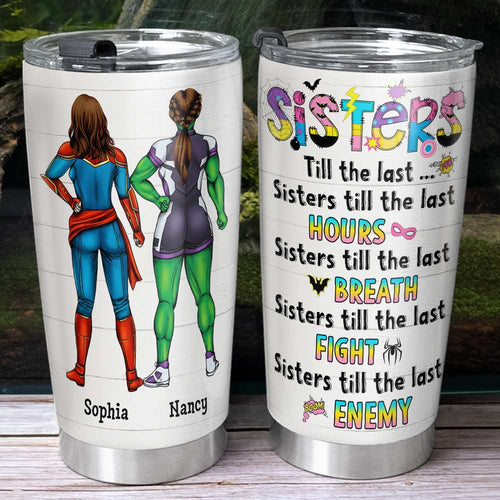 Personalized Superhero Sisters Tumbler Tumbler Cup PopCulturePrints