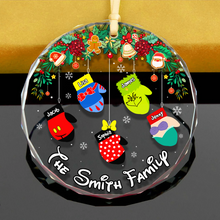 Load image into Gallery viewer, Personalized Family Christmas Ornament - Festive Mittens Design Ornament PopCulturePrints
