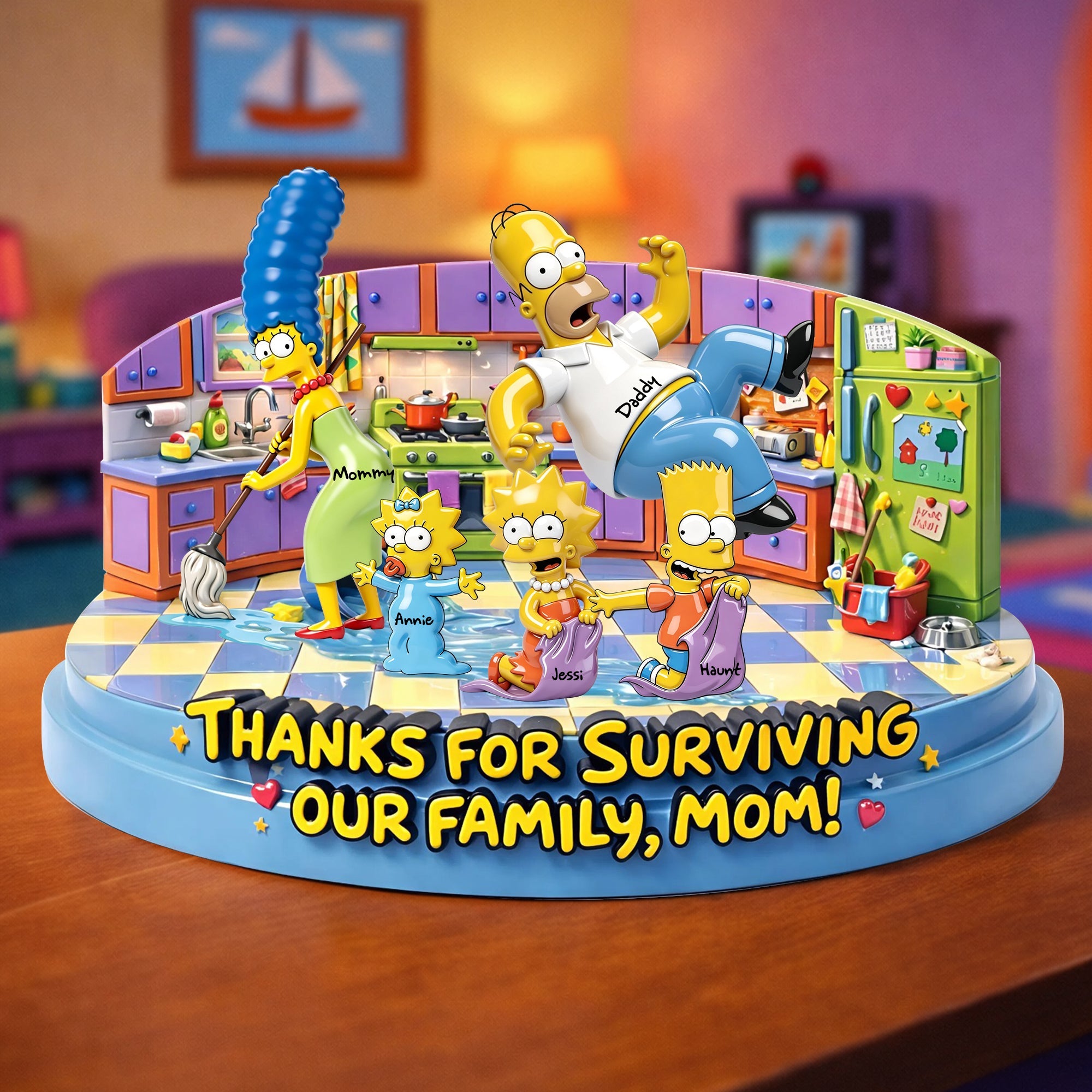 “Thanks for Surviving Our Family, Mom!” - Personalized Acrylic Plaque for Mom and Grandma Shaped Plaques PopCulturePrints