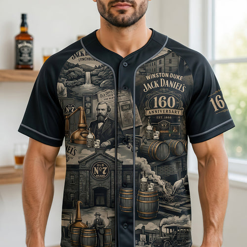 Celebrate 160 Years of Legacy - Personalized Jack Daniel's Baseball Jersey Shirt for Whiskey Lovers AOP Products PopCulturePrints