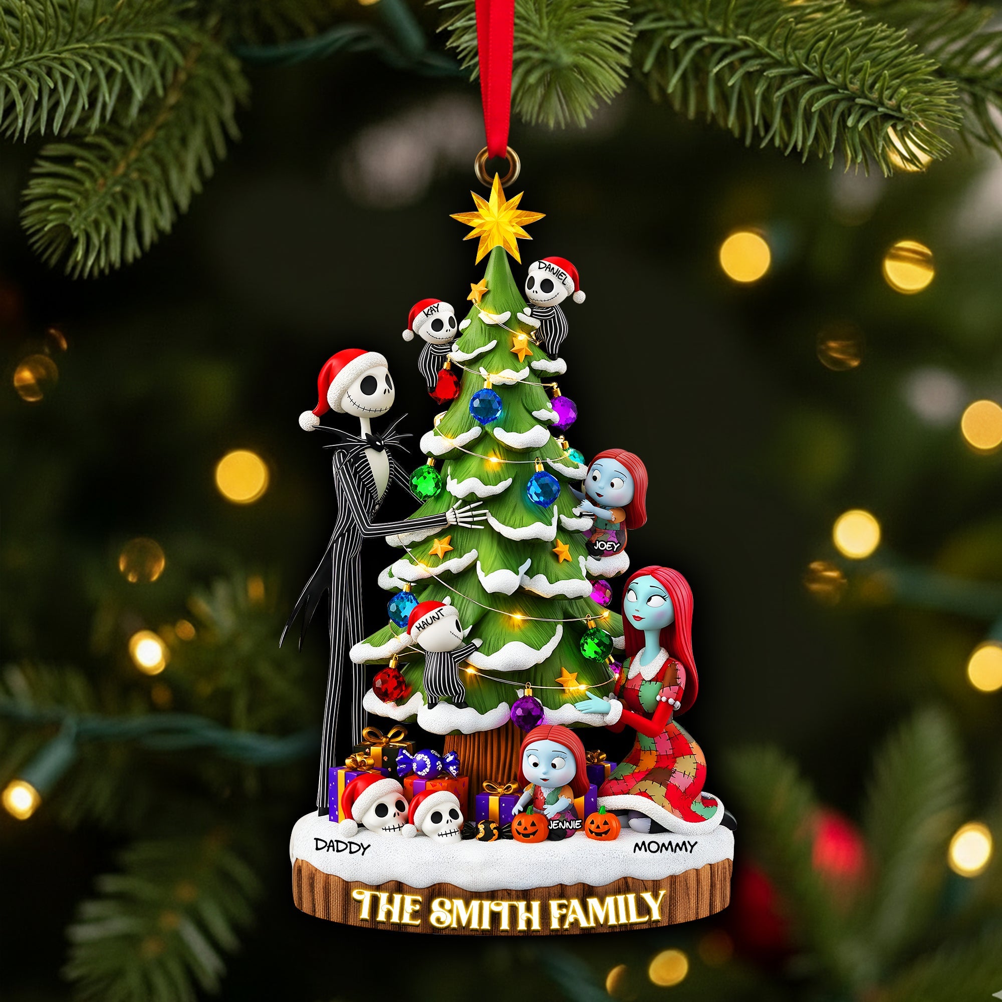 “Celebrate a Spooky Christmas!” - Gothic Christmas Family Ornament - Personalized Gift for Families Ornament PopCulturePrints