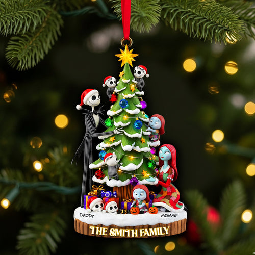 “Celebrate a Spooky Christmas!” - Gothic Christmas Family Ornament - Personalized Gift for Families Ornament PopCulturePrints