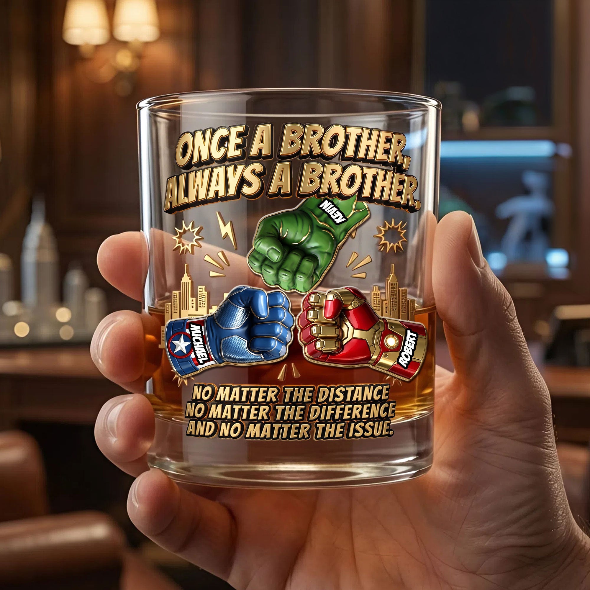 Once a Brother, Always a Brother - Personalized Round Glass Gift for Brothers Glass PopCulturePrints