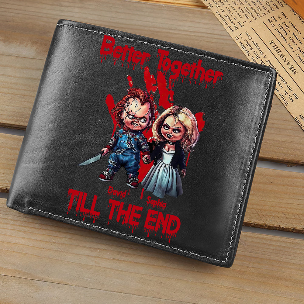 Personalized Horror Couple PU Leather Wallet - Better Together Till the End Leather Wallet PopCulturePrints