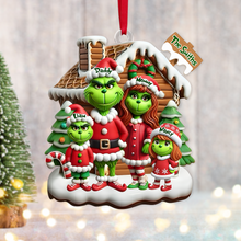 Load image into Gallery viewer, Personalized Family Christmas Ornament - Green Cartoon Character Design
