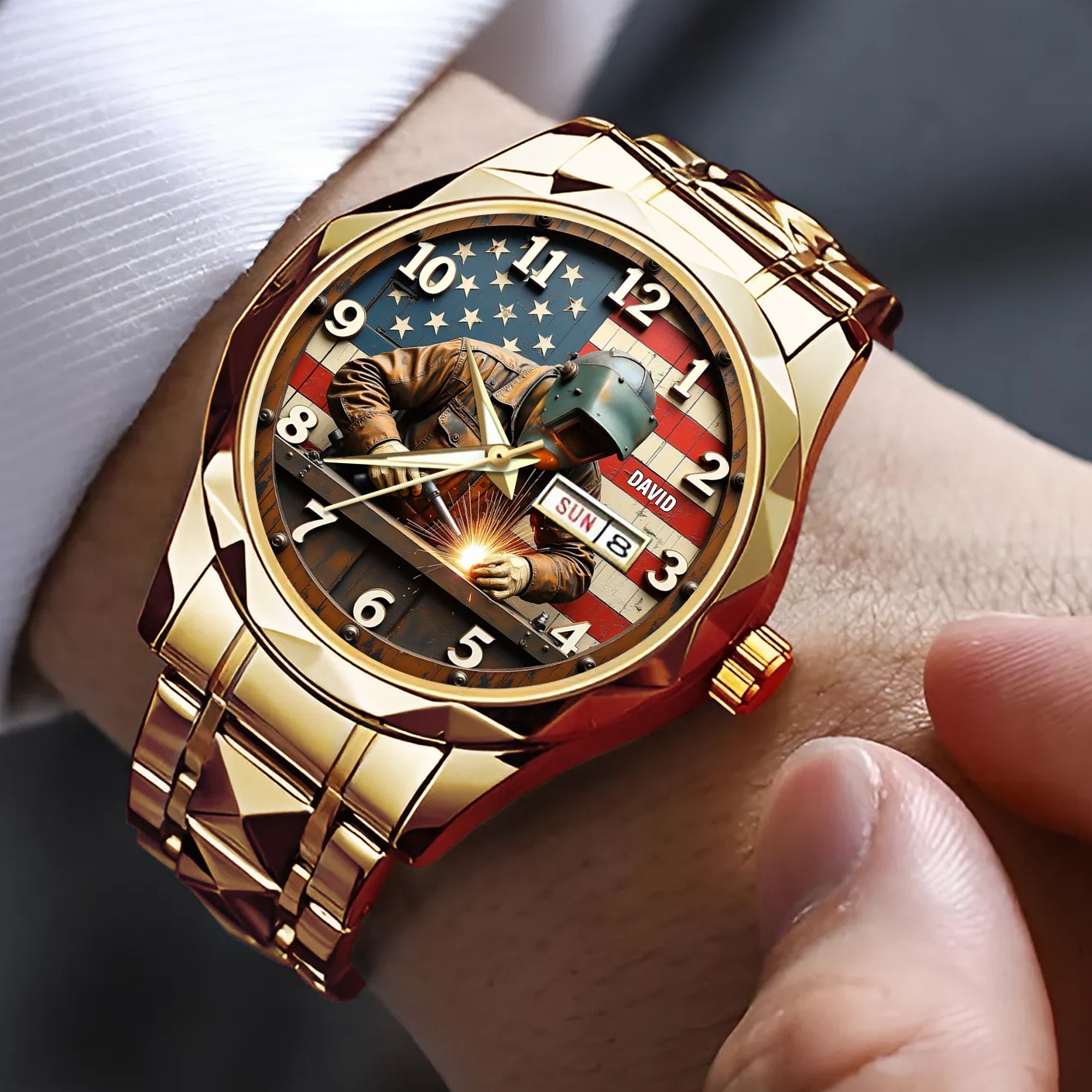 Personalized Welder's Timepiece | Custom Steel Men's Watch for Welding Enthusiasts Men's Watch PopCulturePrints