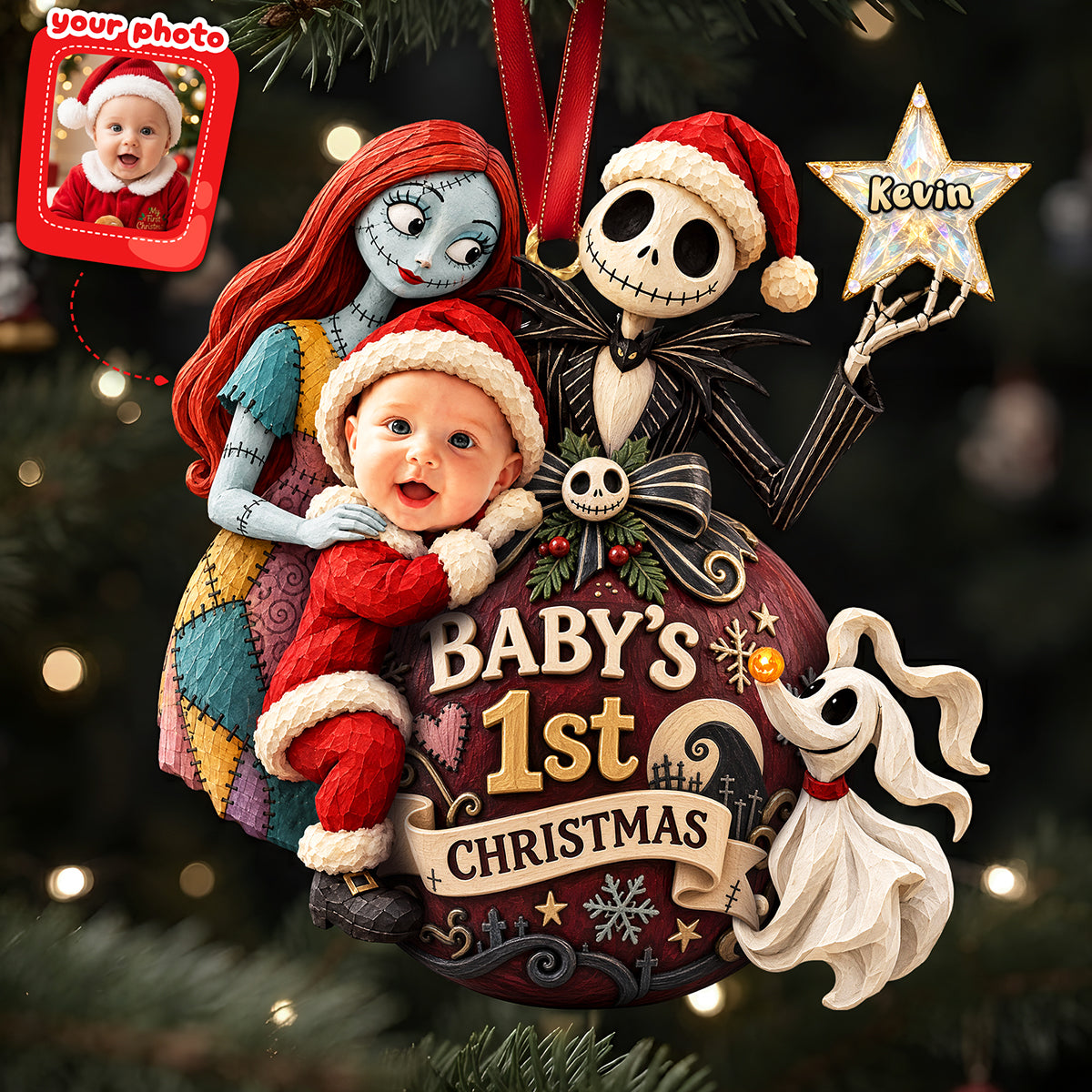 Baby's 1st Christmas Ornament - Custom Photo Gift for New Parents