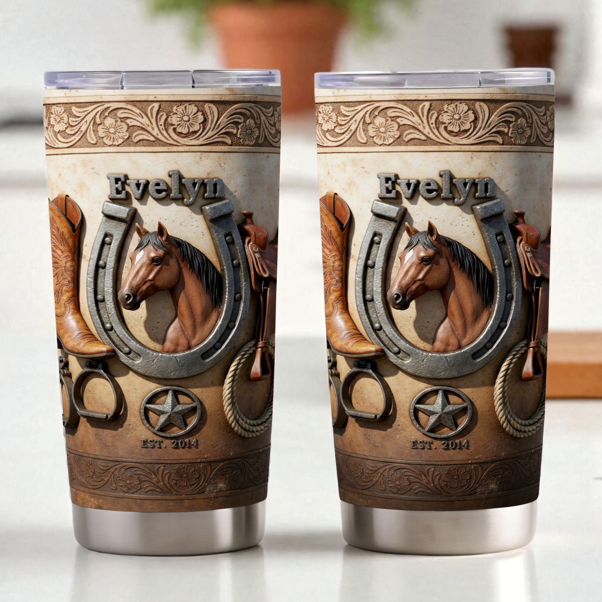 "Ride with Style!" – Cowboy Horse Tumbler - Custom Photo Gifts for Horse Lovers Tumbler Cup PopCulturePrints