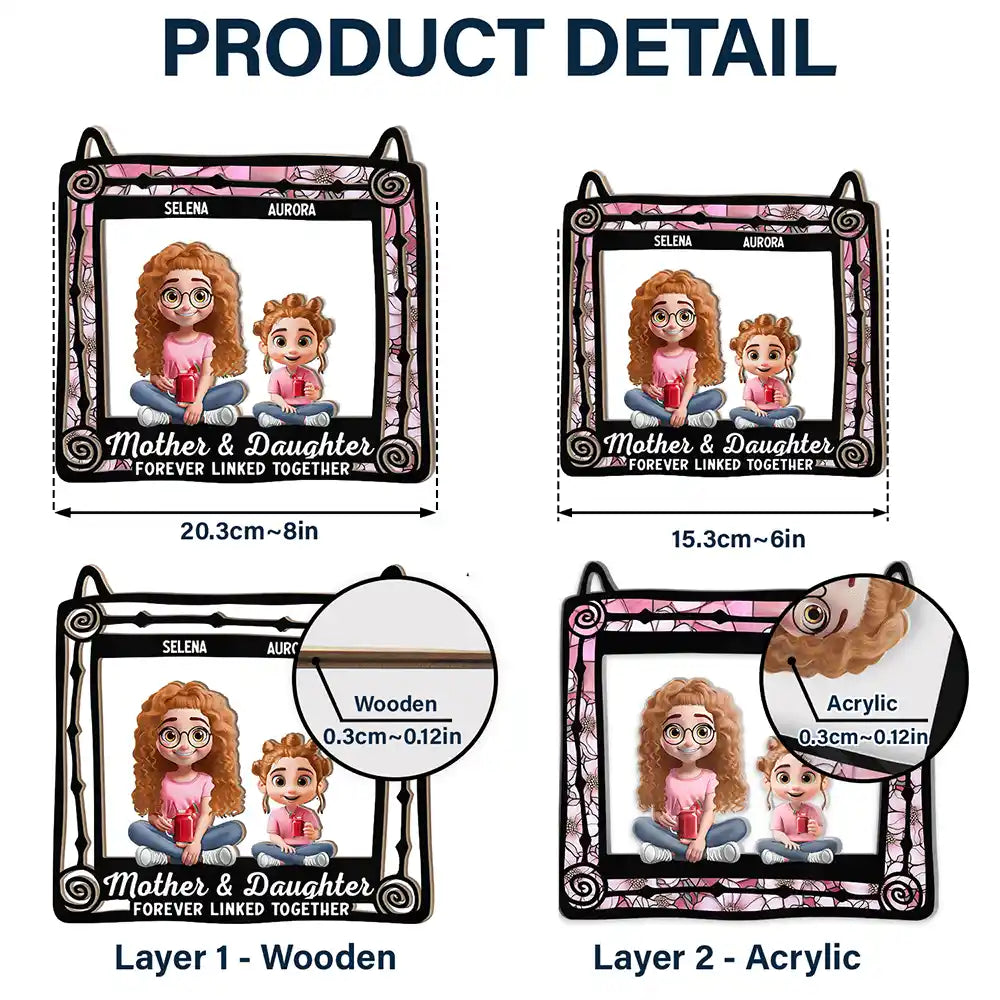 “Forever Linked Together: A Heartfelt Tribute” - Personalized Window Hanging Suncatcher Ornament for Moms and Grandmas Suncatcher Ornament PopCulturePrints